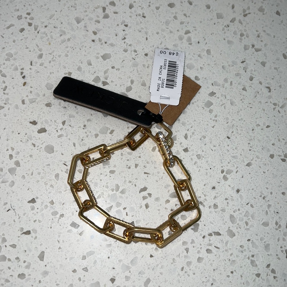 J Crew Gold and Crystal Link Bracelet